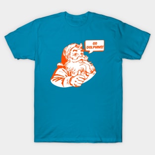 Retro Santa Claus Go Dolphins T-Shirt